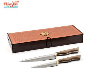 چاقوی دوتایی آشپزخانه با دسته گردویی